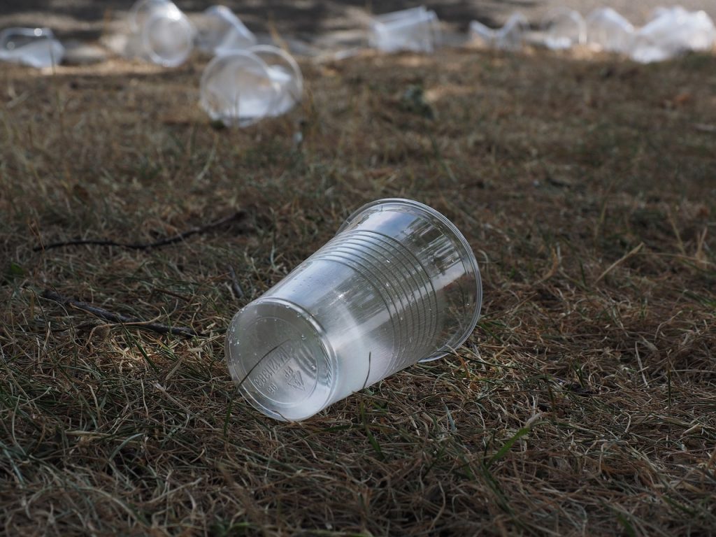 Plastic cups used to create football pitches