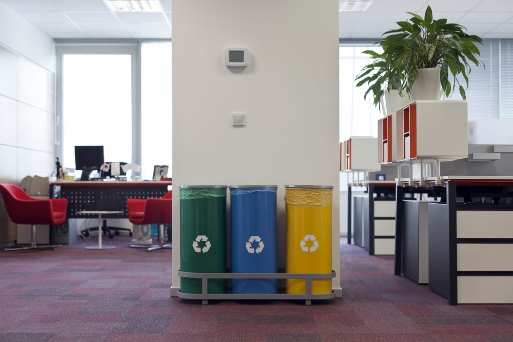 recycling bins in a office 